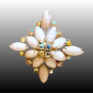 Aurora Borealis Brooch Gold Tone Setting, Giftware